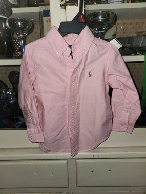 Ralph Lauren Pink Cotton Button-Down Shirt for Kids